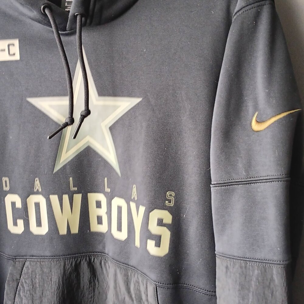 Nike Dallas Cowboys Hoodie Men Medium Black Green Camo Salute Service On Field - Picture 2 of 8